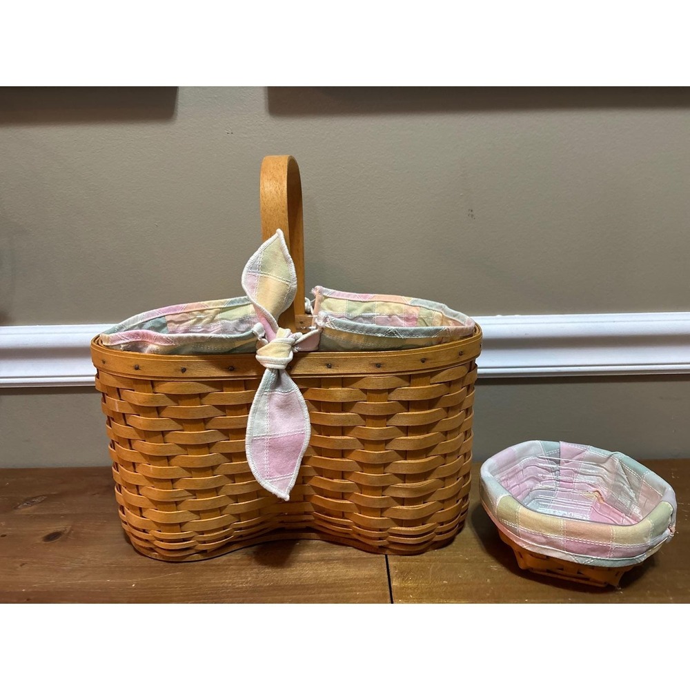Longaberger Baskets 2001 Set Barbecue Buddy Hexagon Plaid Liners Protectors